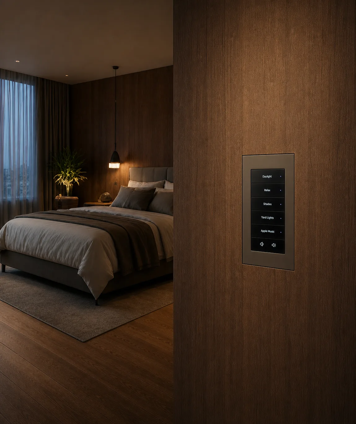 Acabamento Box AV flush integrado à arquitetura premium